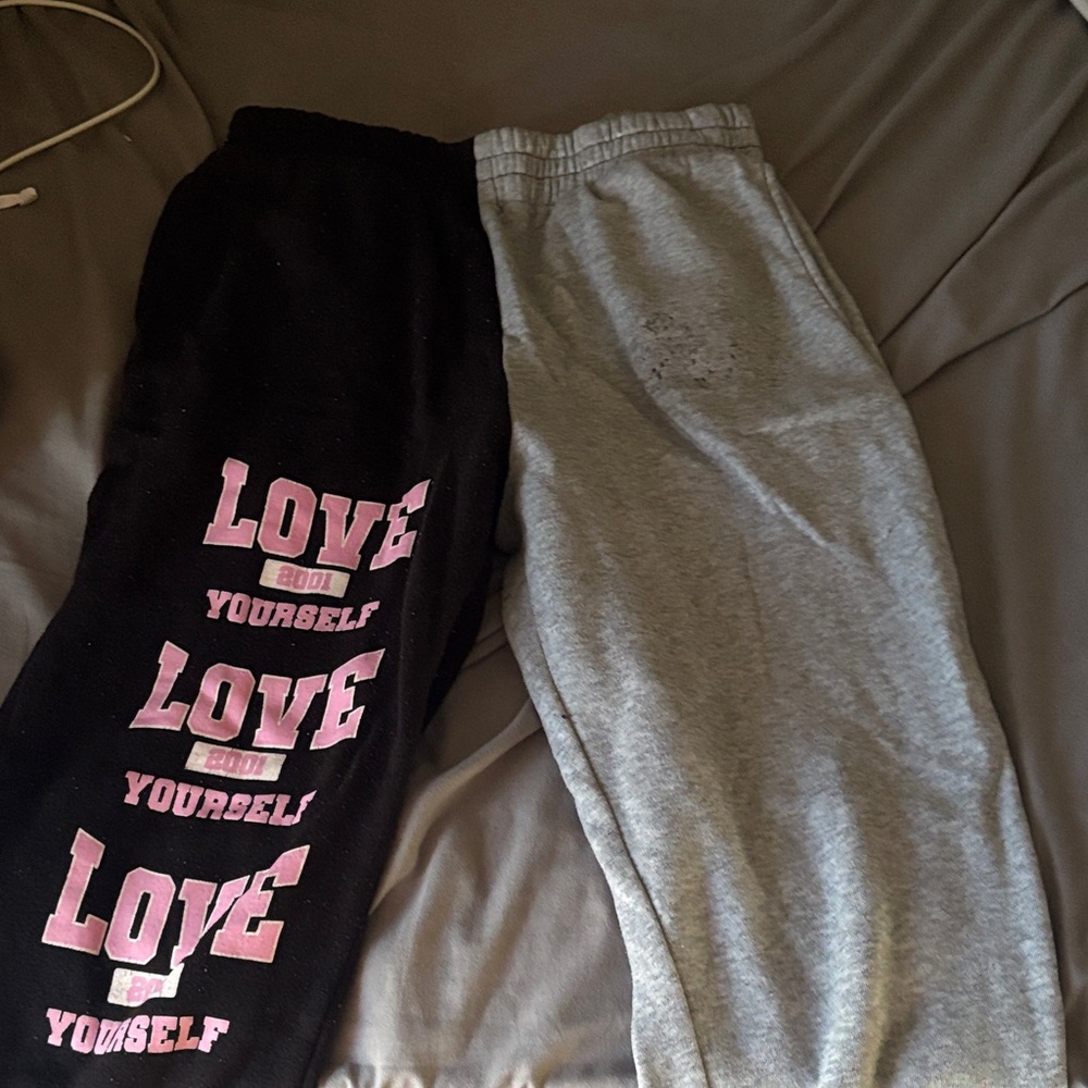 Women's Love Yourself Black and Gray Joggers - Picture 1 of 1